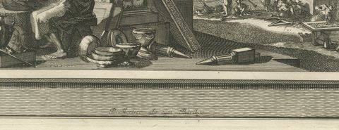Building of Solomon's Temple and Its Golden Altar, Pieter Mortier, circa 1700, close-up 1