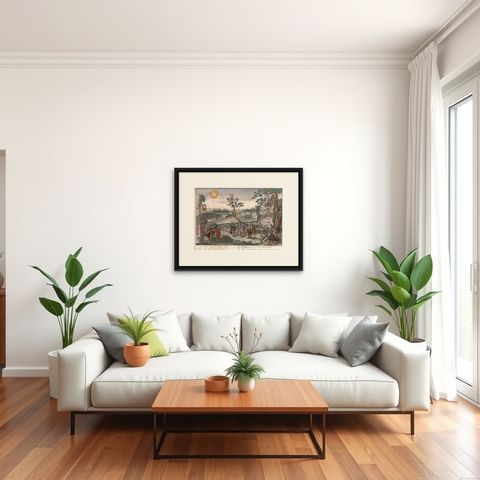 Optica Print of Joseph Relating His Dream to His Brothers, 1770, Biblical Scene, shown framed in a room, true to size