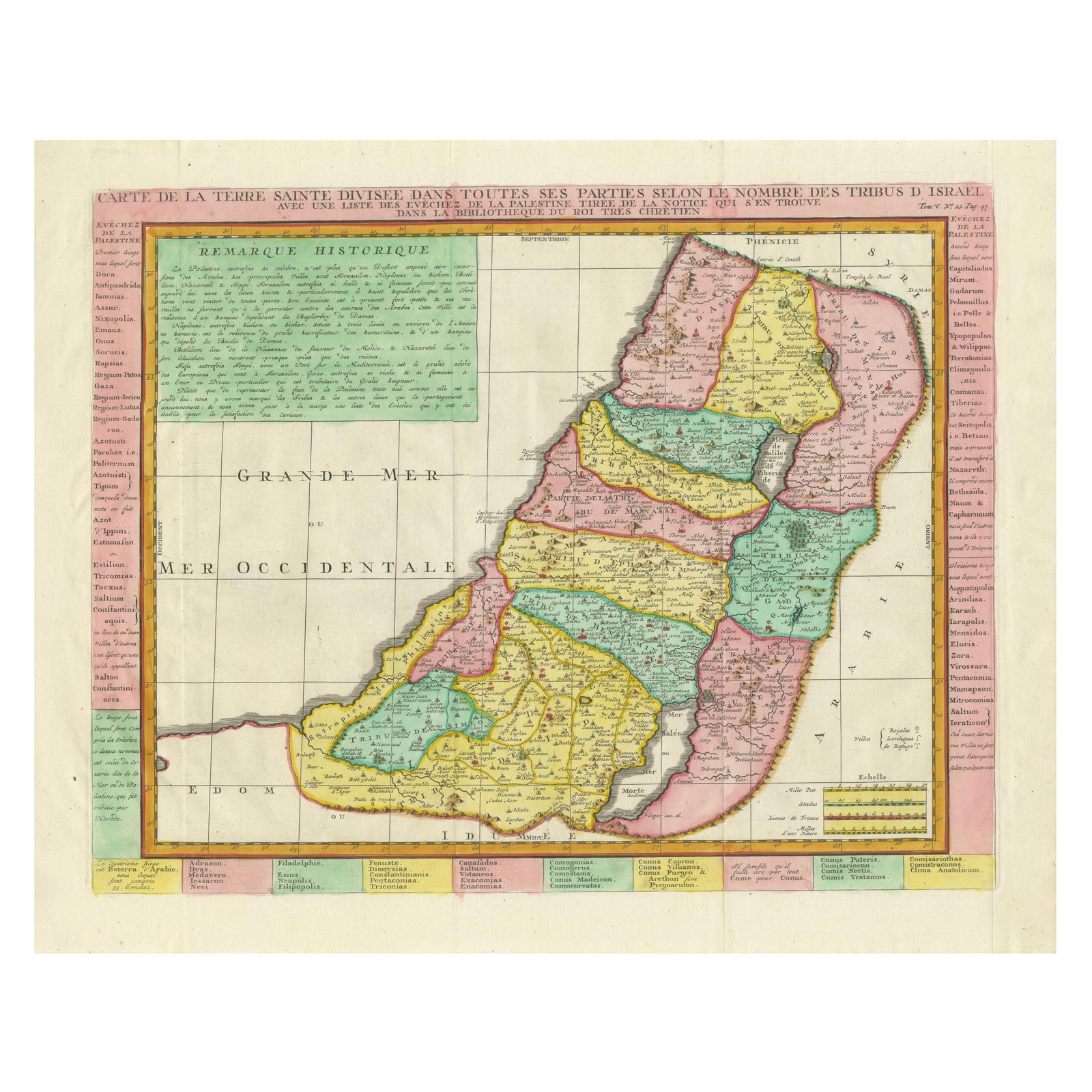 1732 Henri Chatelain Map of the Holy Land Divided Among the Tribes of Israel