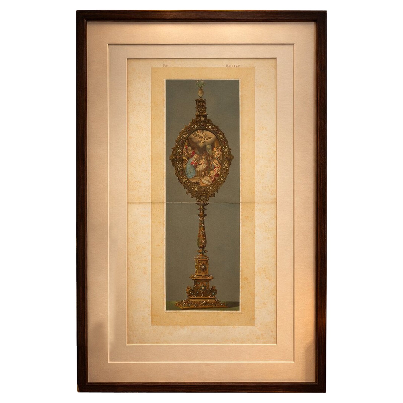 Antique Chromolithograph Monstrance Reiche Kapelle Munich Sacred Object, 1874