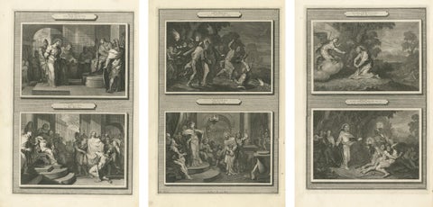 Dutch Baroque Life of Christ, 3 Double-Scene Biblical Engravings, ca 1700, view 5