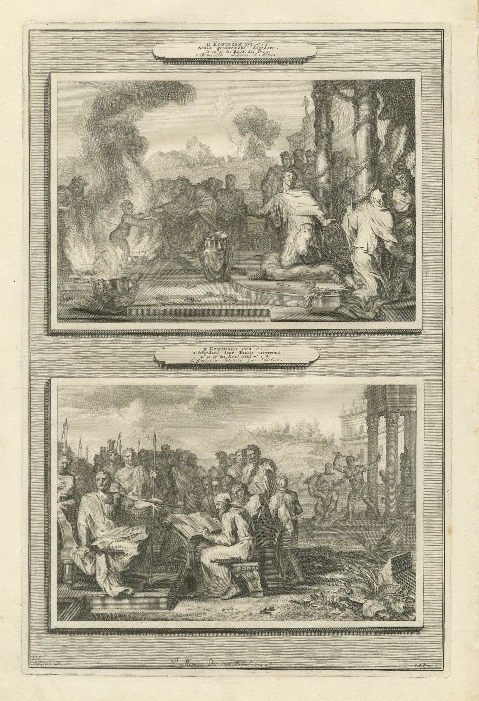 Idolatry of King Ahaz and Hezekiah Destroys the Idols, Mortier, circa 1700