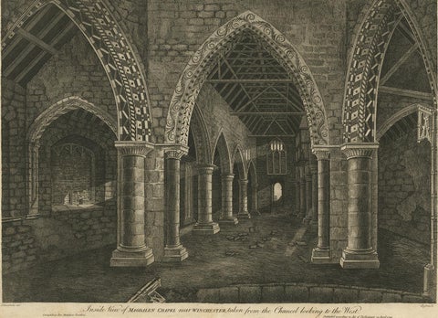 Antique Print with Inside View of Magdalen Chapel, Winchester, Hampshire, 1790, view 2