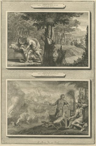 Samson Kills the Lion and Burns the Philistines' Corn, Mortier circa 1700