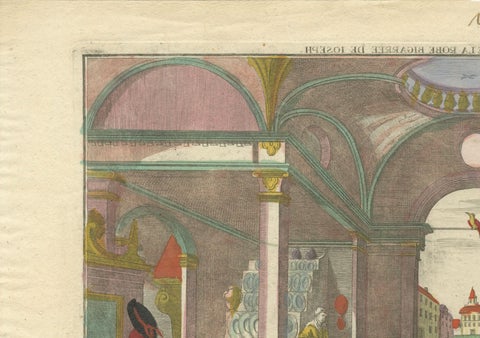 Optica Print of Joseph's Robe Shown to Jacob, 1770, Hand-Colored Biblical Scene, close-up 4