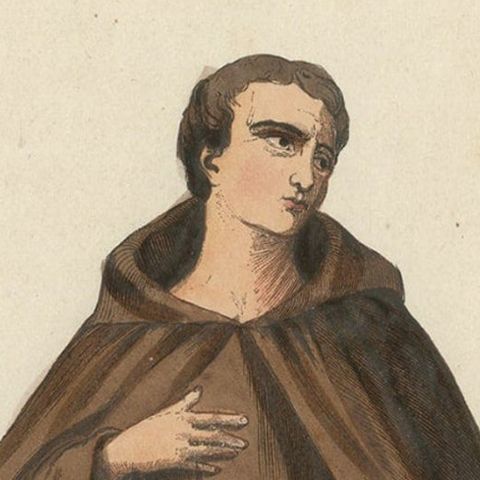 Antique Print of a Monk of the Order of Saint Ambrose, 1845, close-up 1