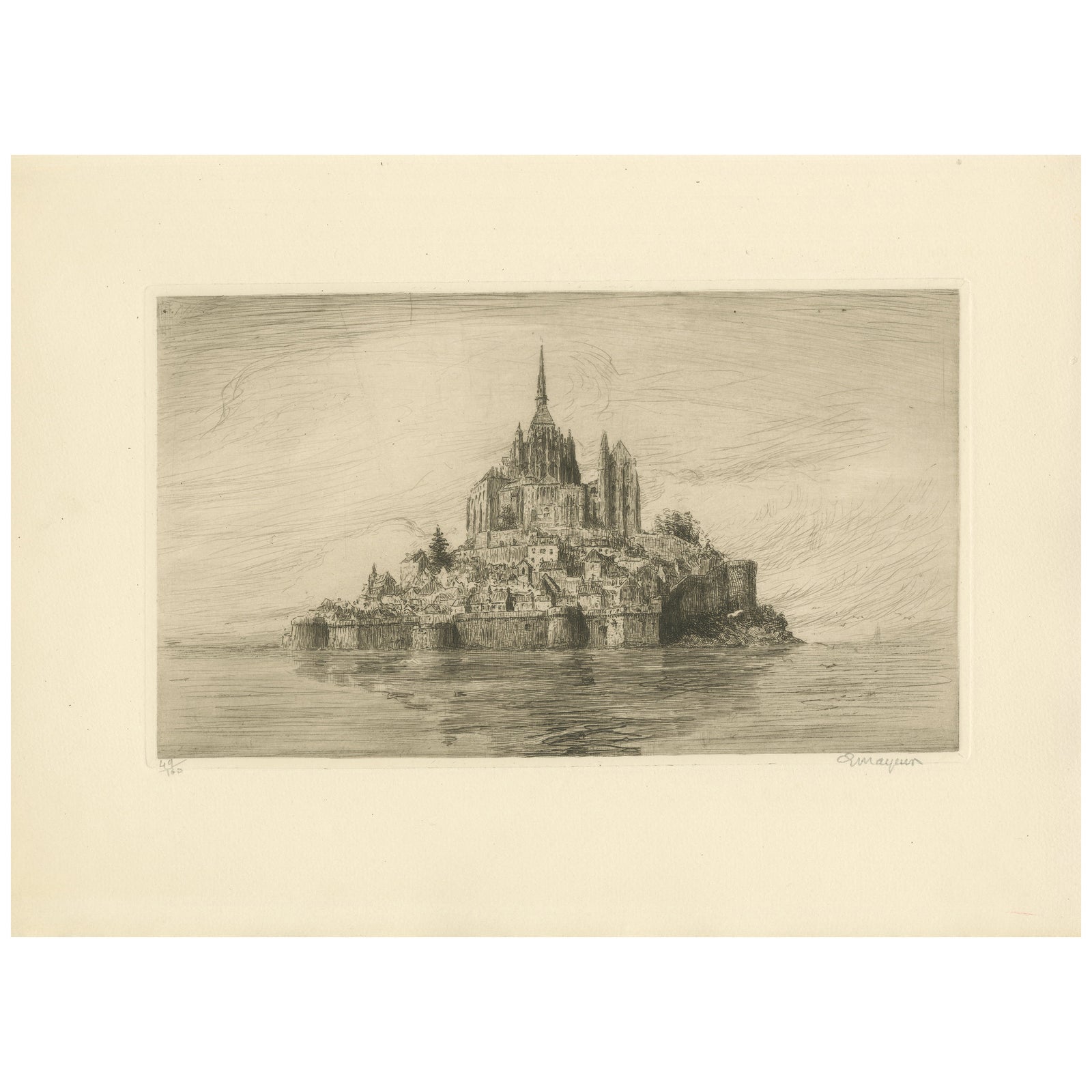 Le Mont Saint-Michel Original Etchings by Arthur Mayeur, Limited Edition 1926