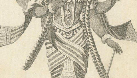 1806 Engraving: Vishnu's Divine Majesty in Hindu Iconography, close-up 4