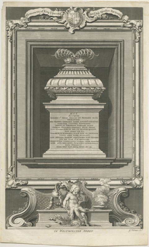 Westminster Abbey Monuments, Five English Engravings after Gravelot c.1730, view 5