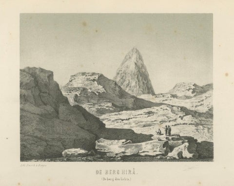 Islamic Landscape Print Mountain of Hira Mecca, 1863 Dutch Lithograph, close-up 4
