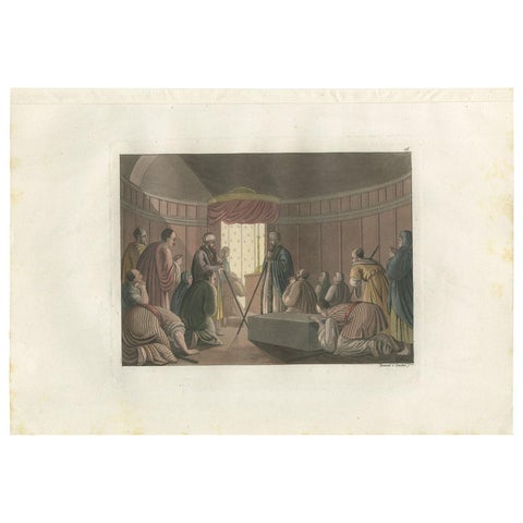 Antique Print of the Entrance to the Church of the Holy Sepulchre by Ferrario