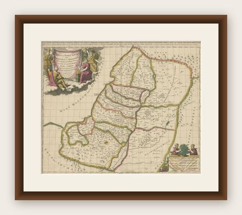 Antique Map of the Holy Land, Showing the Location of the Various Tribes, shown framed