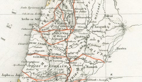Holy Land Map, Jerusalem & Sinai, Dufour Biblical Map, Paris 1846, close-up 5