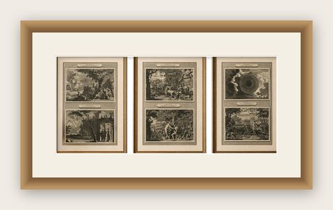 Creation of the World & Genesis Scenes, Mortier Amsterdam, circa 1700, shown framed