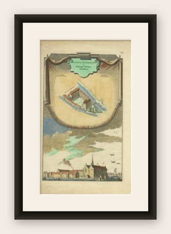 Antique Print of the Lucia Monastery by Wagenaar, c.1760, shown framed