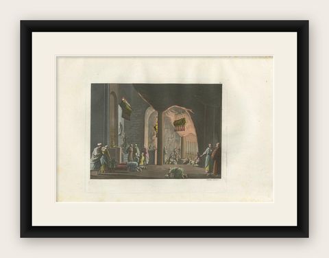 Antique Print of the Church of Bethlehem by Ferrario, '1831', shown framed