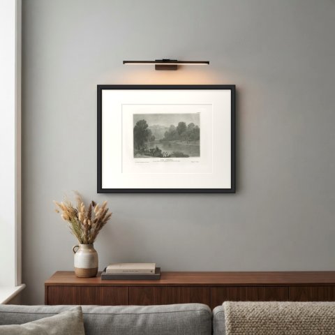 Antique View of the River Jordan, Pilgrims at the Ford, Engraving, circa 1850, shown framed on a wall, true to size
