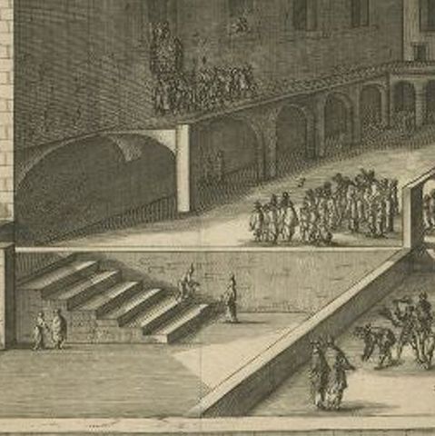 Antique Print of the Palace of Pontius Pilatus in Jerusalem, 1677, close-up 2