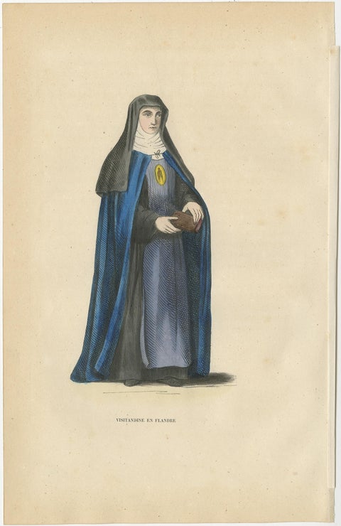 Antique Print of a Nun of Order of Visitation of Holy Mary in Flandres, Belgium, view 3