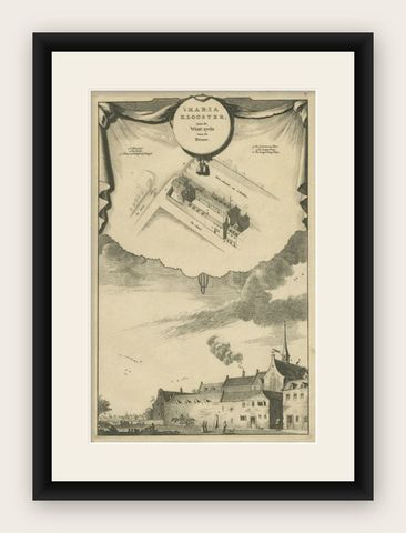 Antique Print of the Maria Monastery by Wagenaar, c.1760, shown framed