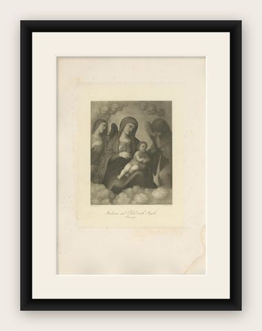Antique Print of 'Madonna and Child with Angels' Made after Correggio 'c.1890', shown framed