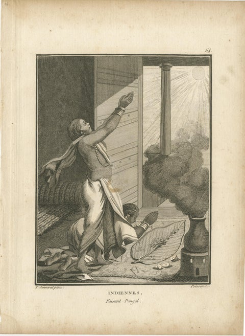Hindu Women Celebrating Pongal Festival, Engraving after Sonnerat, 1806, view 2