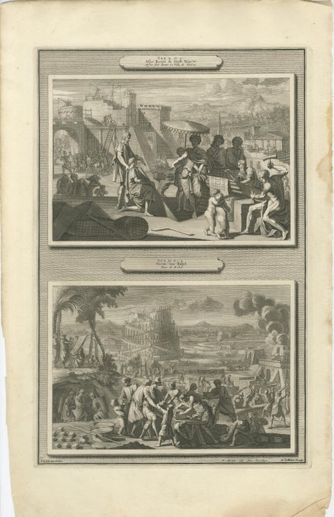 Genesis Narrative Engravings Set, Mortier Amsterdam, Flood to Babel Scenes 1700, view 5