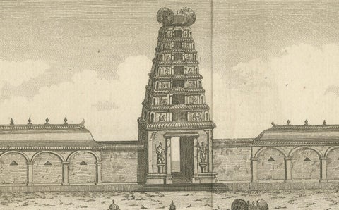 1806 Engraving of Arunachalesvara Temple, Hindu Pagoda on Coromandel Coast, close-up 4