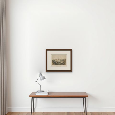 19th-Century Chromolithograph of Jerusalem, View from the Road to Bethany, 1862, shown framed on a wall, true to size