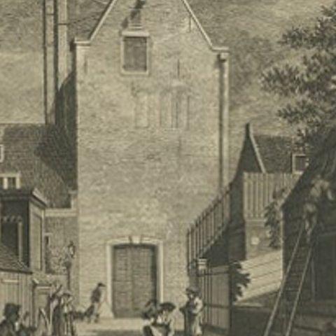 Antique Print of the 'Gasthuiskerk', Church in Amsterdam, the Netherlands, 1805, close-up 2