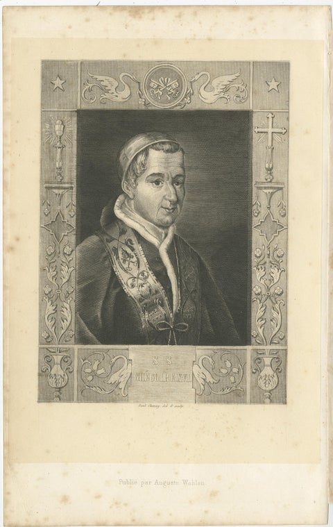 Antique Portrait of Pope Gregory XVI, 1845, view 3