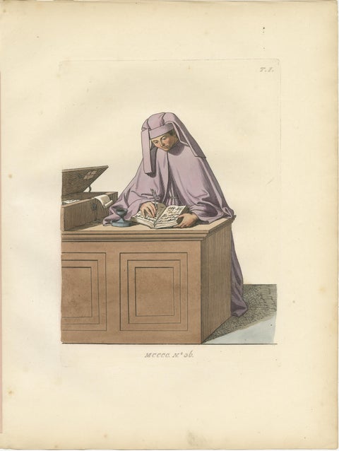 Florentine Grace, Jewish Scholar & Renaissance Notary in Costume, Print of 1845, view 7