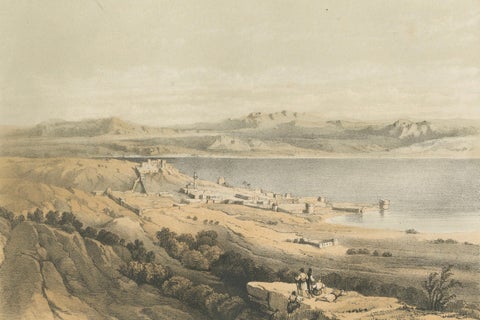 1862 Chromolithograph of the Sea of Tiberias, Biblical Landscape in Israël, close-up 3