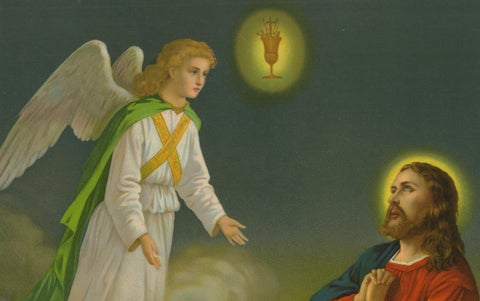 Christ on the Mount of Olives, Antique German Chromolithograph c.1900, close-up 1