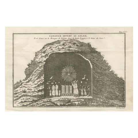 Sacrifice Offered to the Sun, Antique Engraving, Upper Egypt, c.1790