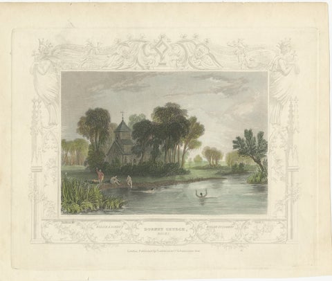 Hand-colored Engraving of Dorney Church in Buckinghamshire, England, 1835, view 2