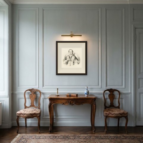 Pope Pius IX, Wood Engraved Portrait, Dittmarsch, Stuttgart, circa 1850, shown framed in a room, true to size