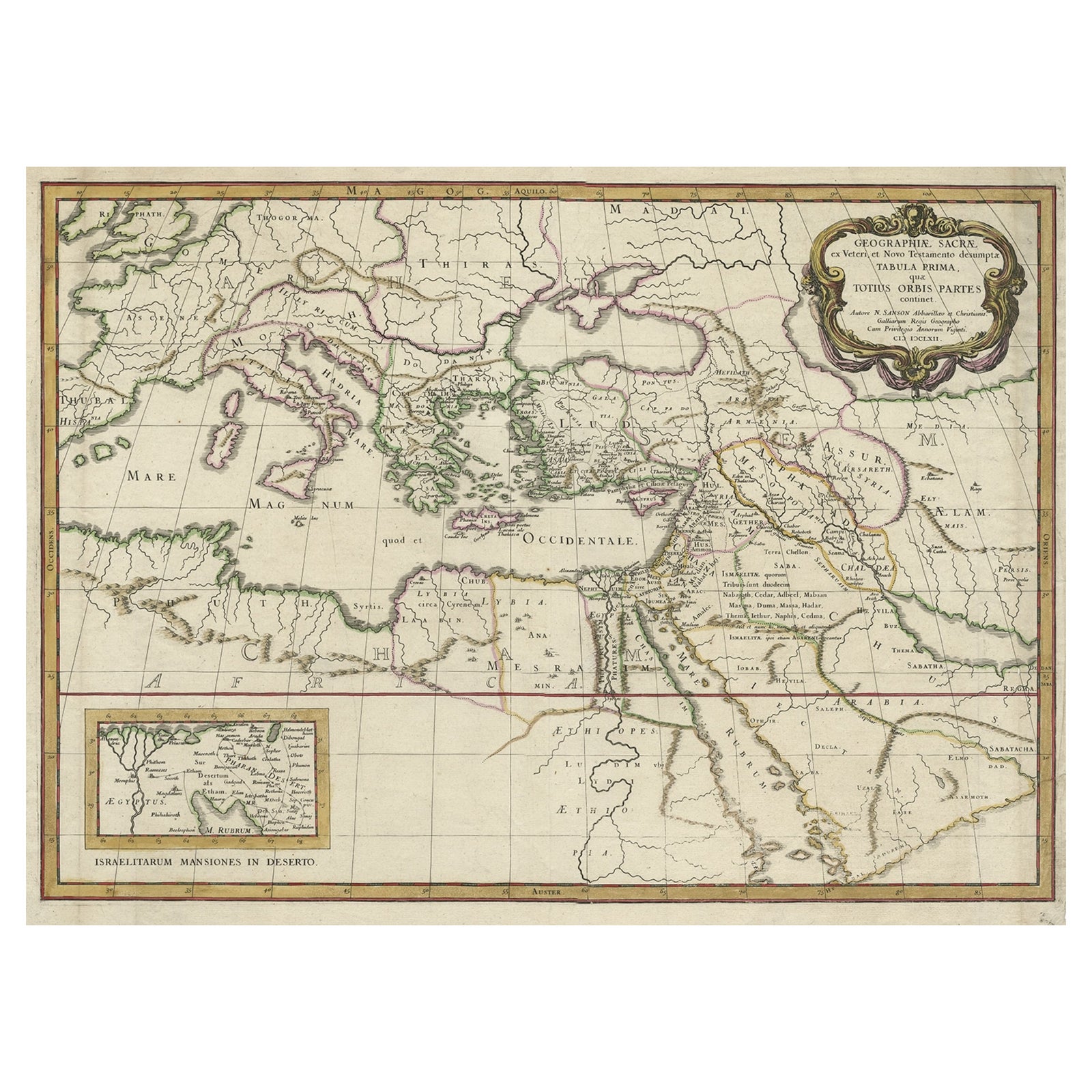 Antique Map of the Holy Land Described in the Old and New Testament, ca.1660
