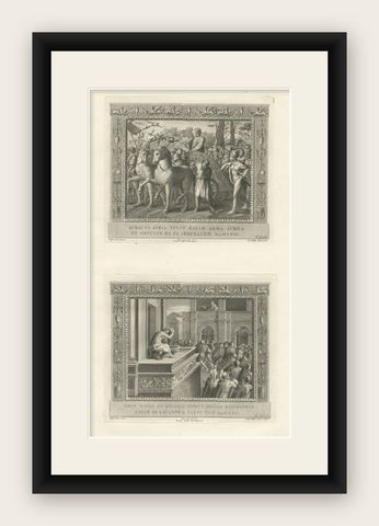 Antique Religion Print of King David, Having Subdued Syria, C.1850, shown framed