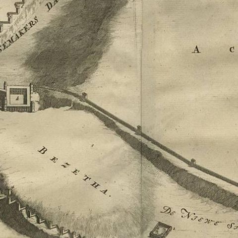 Antique Bible Plan of Jerusalem by Covens & Mortier, 1743, close-up 2