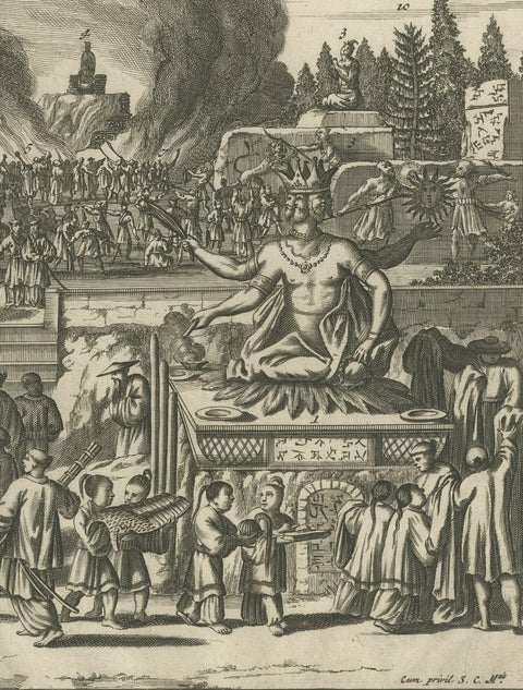 Antique Print of a Japanese Funeral Ceremony, close-up 3