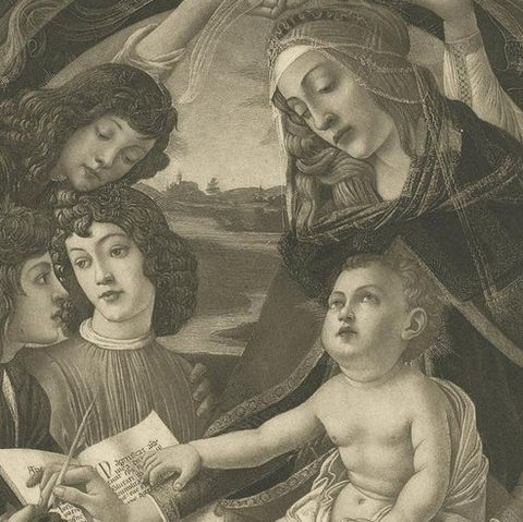 Antique Print of 'Madonna and Child with Angels' Made after Botticelli 'c.1890', close-up 1