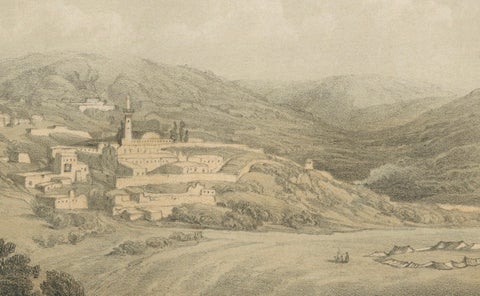 1862 Chromolithograph of Nazareth, Biblical Landscape After David Roberts, close-up 2