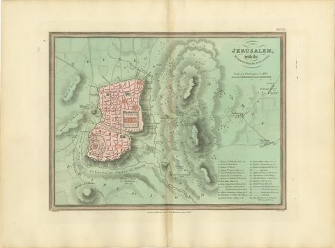 Antique Map of Jerusalem and the Surrounding Country, Wyld, 1823