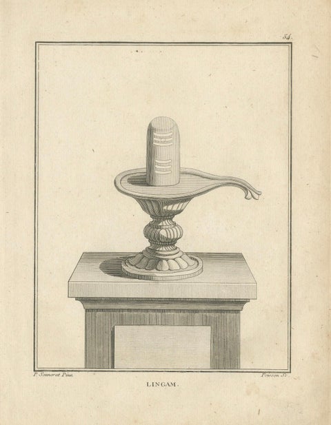 1806 Engraving: Sacred Lingam, Symbol of Shiva in Hindu Worship, close-up 4