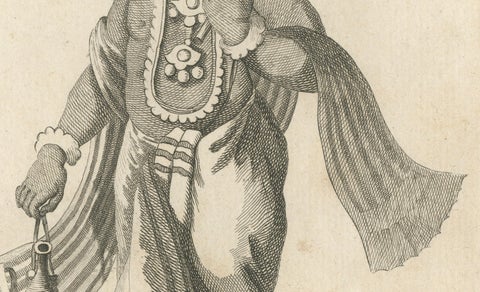 Unique 1806 Vamana Vishnu Dwarf Avatar Antique Print, Hindu Engraving, close-up 4