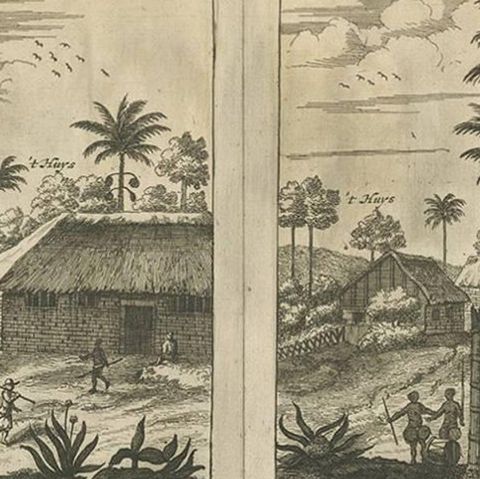 Antique Print of the Churches of Poelepolay, Mogommate, Tambamme and Mulipatto, close-up 1