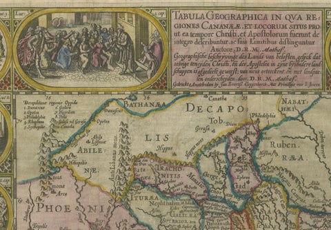 1625 Petrus Plancius / Cloppenburg Map of the Holy Land with Biblical Vignettes, close-up 1
