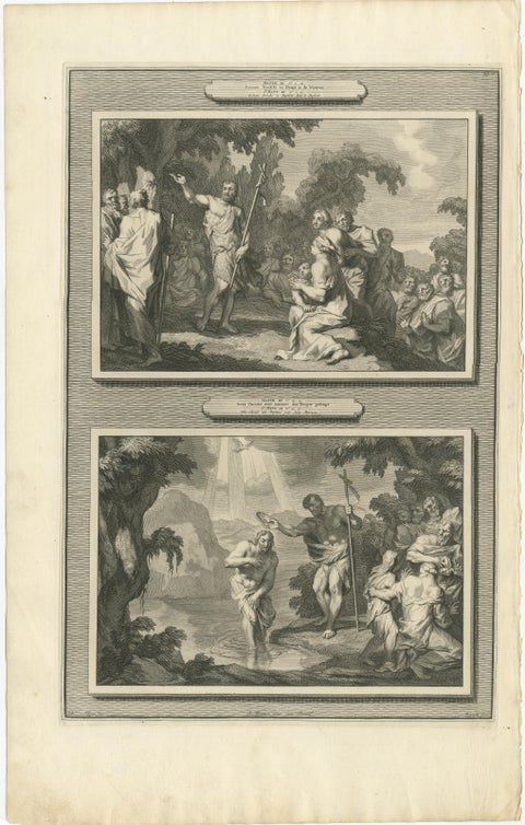 John the Baptist & Baptism of Christ, Pieter Mortier Engraving, ca.1700, view 3
