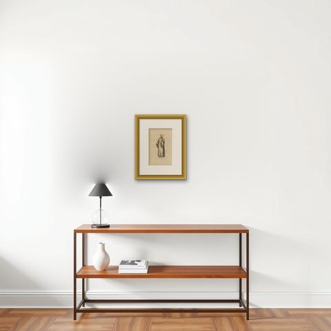 Antique Print of a Monk of the Order of Feuillants, 1845, shown framed on a wall, true to size